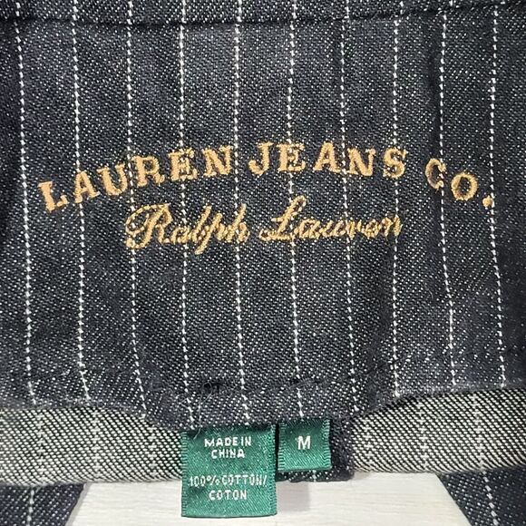 Lauren Ralph Lauren LRL Blazer Womens M Black Pinstripe Single Vent 3 Button Y2K - Picture 12 of 14